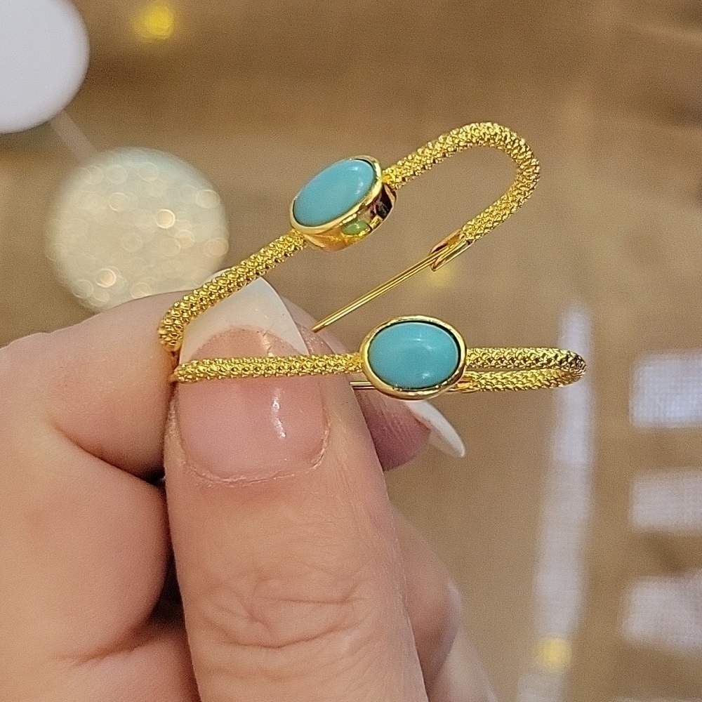 Aqua Accent Safety Pin Earrings